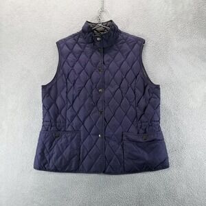 Eddie Bauer Vest Womens XL‎ Blue EB550 Quilted Goose Down Puffer Snap Outdoor